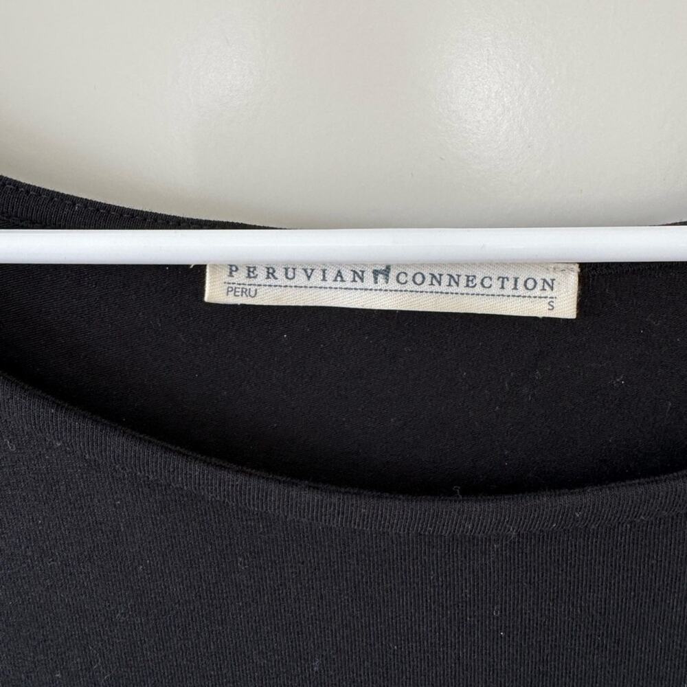 Peruvian Connection Pima Cotton Swing Dress Black Small - Picture 3 of 3